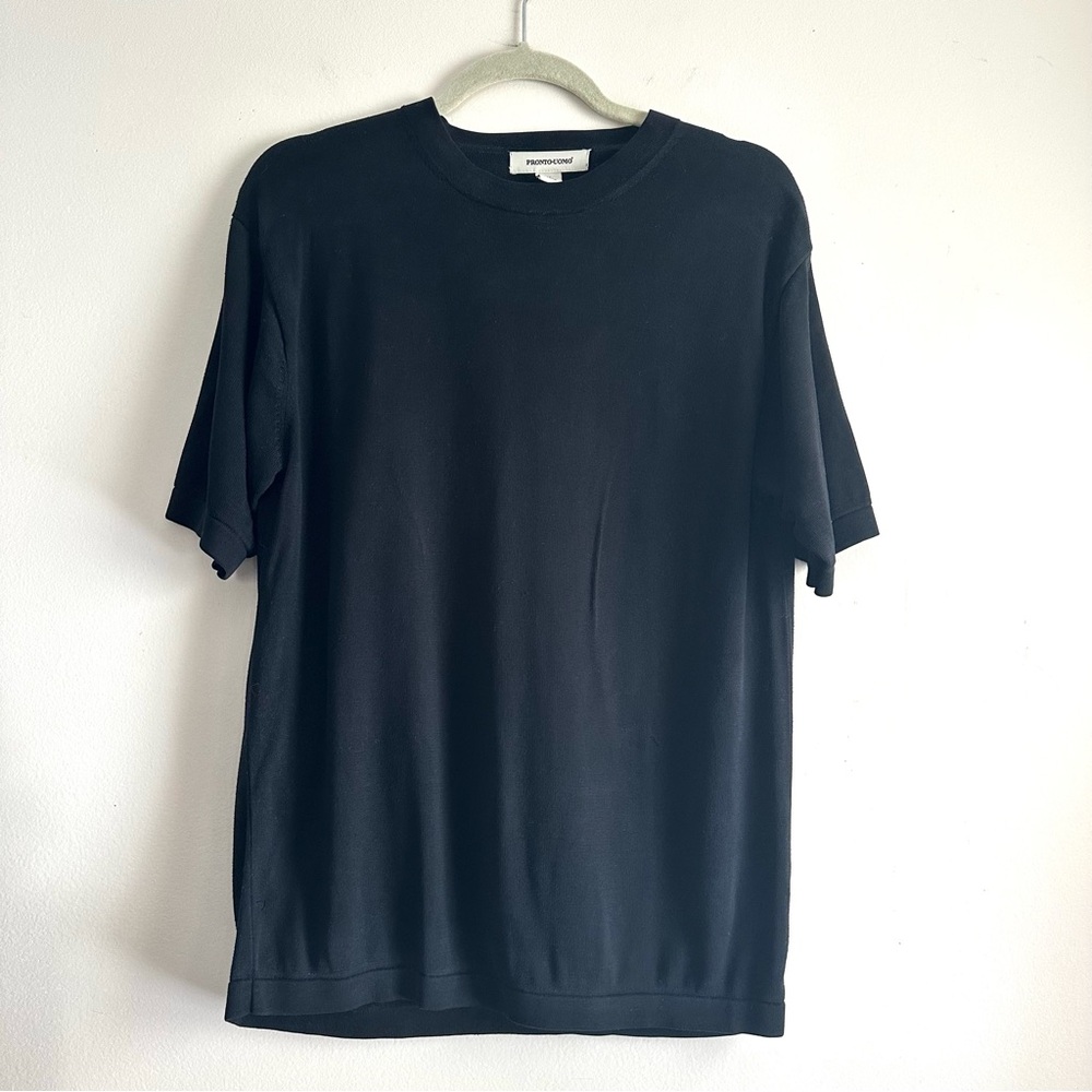 Pronto‎ Uomo • 100% Silk Classic Black Short Sleeve Tee